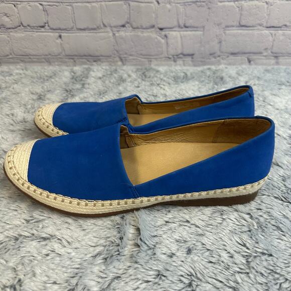 Dansko Lesley Blue Leather Espadrille Flats Size 39 US 8.5-9 Slip On Beach Cap - Picture 5 of 11